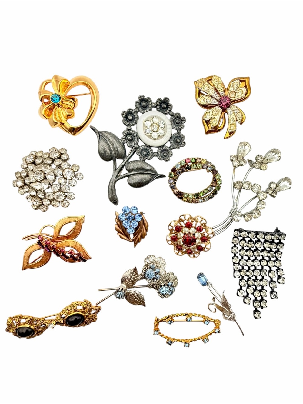 Vintage Rhinestone Brooch Lot